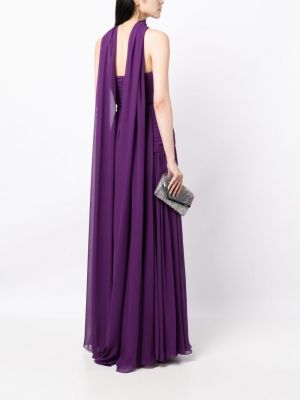Drapiruotas šilkinis suknele kokteiline Elie Saab violetinė