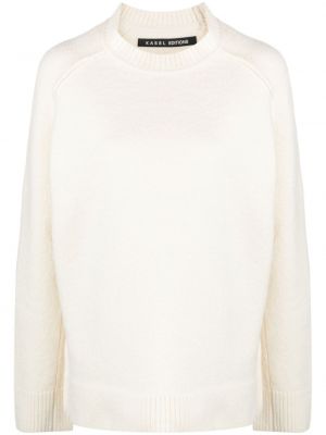 Вълнен пуловер с кръгло деколте Kassl Editions бяло