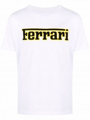 Jersey rövid ujjú pamut nyomott mintás póló Ferrari - fehér