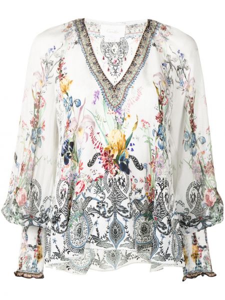 Blusa de flores con estampado Camilla blanco