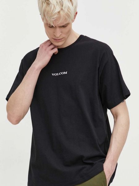 Bavlněné tričko s aplikacemi Volcom černé