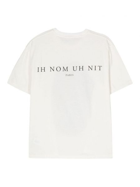 Raštuotas medvilninis marškinėliai Ih Nom Uh Nit balta