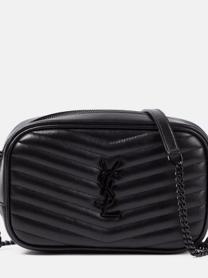 Bolsa de hombro de cuero acolchada Saint Laurent negro