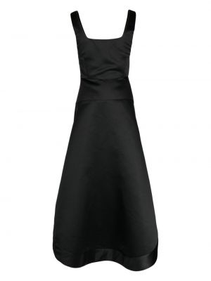 Saténové midi šaty s vysokým pasem Cynthia Rowley černé