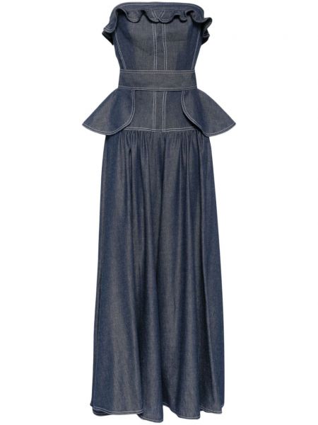 Peplum denim jumpsuit Saiid Kobeisy blå