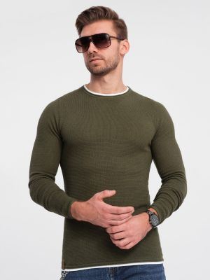 Памучен пуловер Ombre зелено