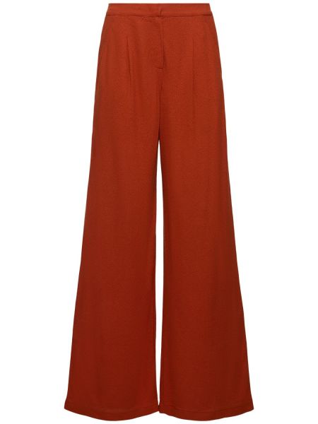 Pantaloni dritti di lino in jersey Max Mara rosso