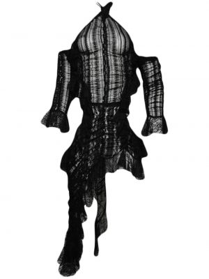 Asymetrické koktejlové šaty Ester Manas černé
