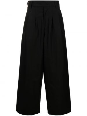 Pantaloni di cotone baggy plissettati Nicholas Daley nero