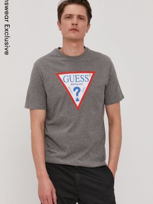 Koszulka z nadrukiem Guess szara