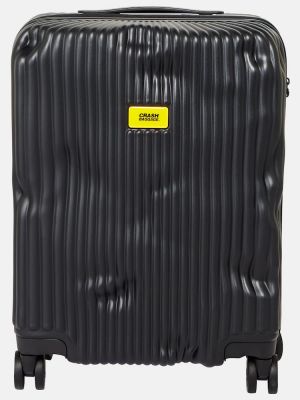 Pruhovaný kufr Crash Baggage černý