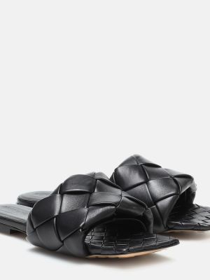 Leder sandale Bottega Veneta schwarz