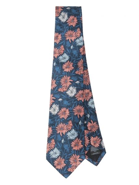 Žakardinis gėlėtas šilkinis kaklaraištis Paul Smith mėlyna