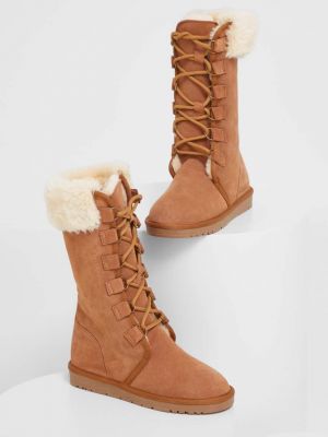 Čizme za snijeg od brušene kože Answear Lab smeđa
