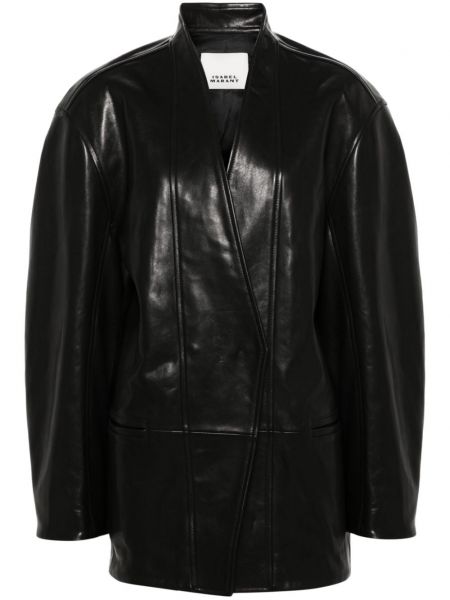 Δερμάτινο παλτό Isabel Marant μαύρο