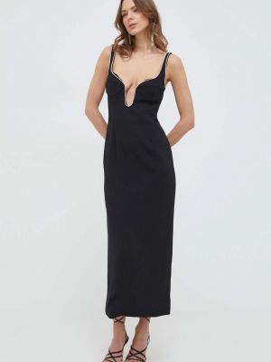 Czarna sukienka długa dopasowana Bardot