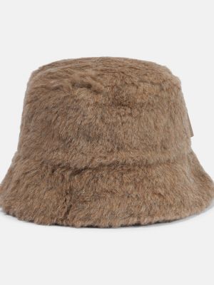 Шелковая шерстяная шляпа клош из альпаки Max Mara коричневая