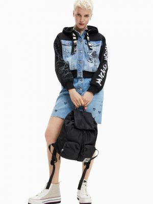 Oversized pamut rövid kabát Desigual - fekete