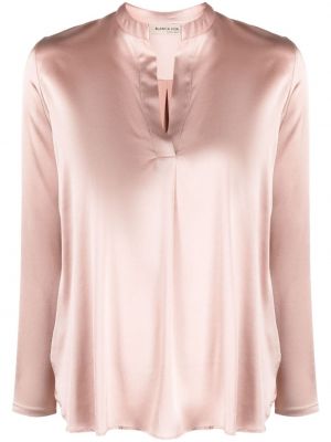 Bluză de mătase cu decolteu în v Blanca Vita roz