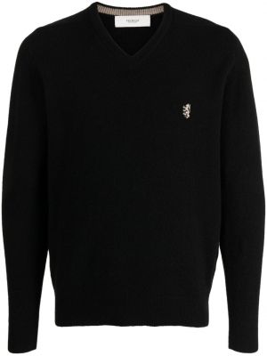 Пуловер бродиран с v-образно деколте Pringle Of Scotland черно
