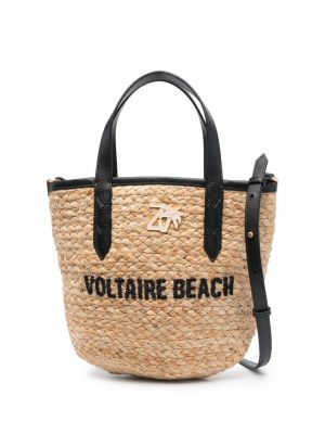 Siuvinėta paplūdimio krepšys Zadig&voltaire smėlinė