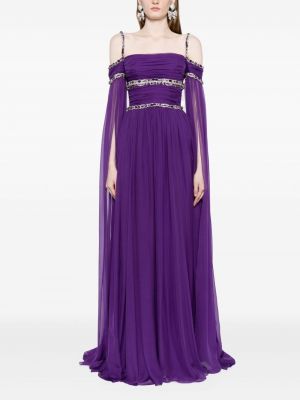 Křišťálové hedvábné večerní šaty Zuhair Murad fialové