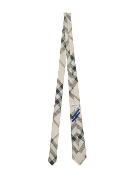 Kostkovaná hedvábná kravata Burberry béžová