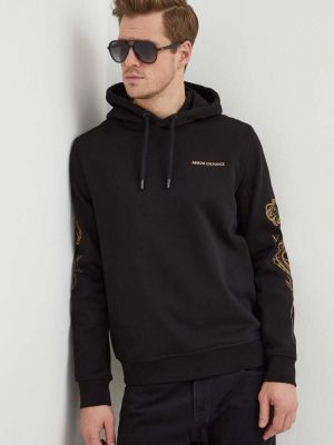 Pamučna hoodie s kapuljačom Armani Exchange crna