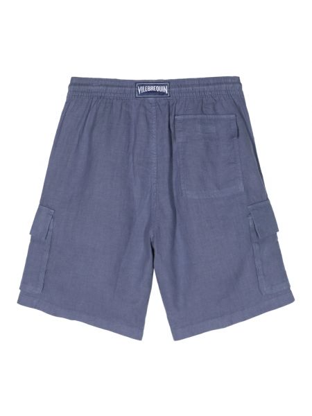 Pantalones cortos cargo de lino con bolsillos Vilebrequin azul