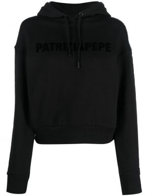 Bluza z kapturem bawełniana Patrizia Pepe czarna