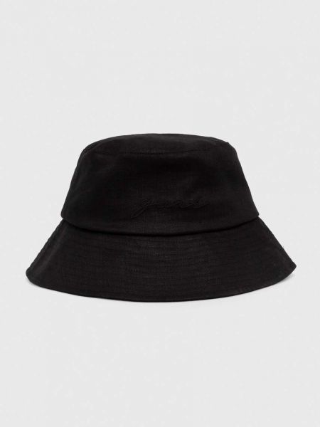 Laneni šešir Gant crna