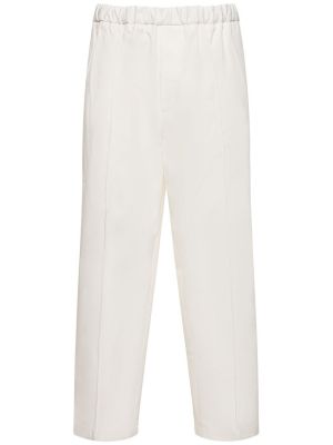 Памучни панталон Jil Sander бяло