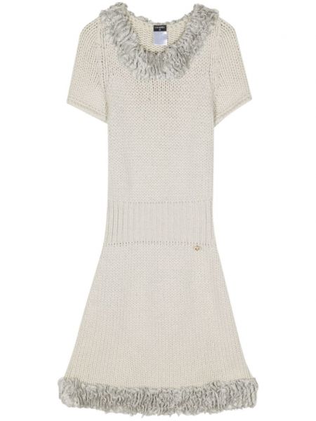 Pletené šaty Chanel Pre-owned béžové