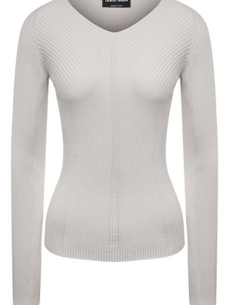 Шелковый пуловер Giorgio Armani белый