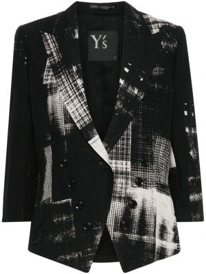 Blazer s karirastim vzorcem s potiskom Y's črna