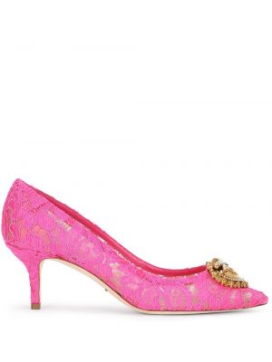 Calzado con tacón de encaje Dolce & Gabbana rosa