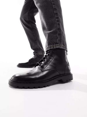 Кожаные ботинки на шнуровке Walk London черные