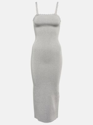 Midi šaty Victoria Beckham stříbrné