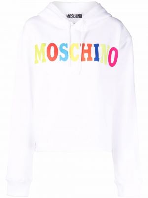 Raštuotas džemperis su gobtuvu Moschino balta