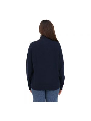 Jersey cuello alto de lana de tela jersey de cuello redondo Lacoste azul