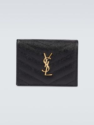Kožená kožená peňaženka Saint Laurent zlatá