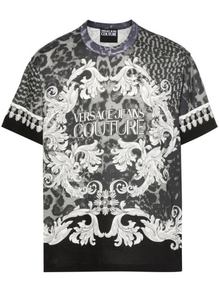 Kokvilnas t-krekls ar apdruku Versace Jeans Couture pelēks