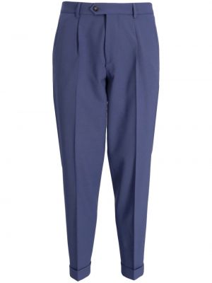 Pantaloni slim fit plisate Boss albastru