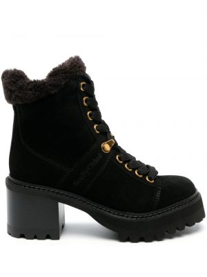 Ankle boots sznurowane koronkowe See By Chloe czarne