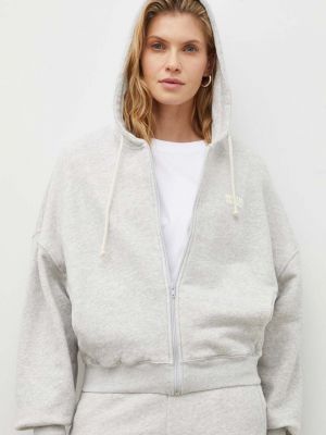Pamučna hoodie s kapuljačom s melange uzorkom American Vintage siva