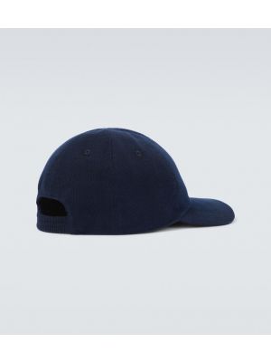 Cappello con visiera di velluto a coste di cotone Kiton blu
