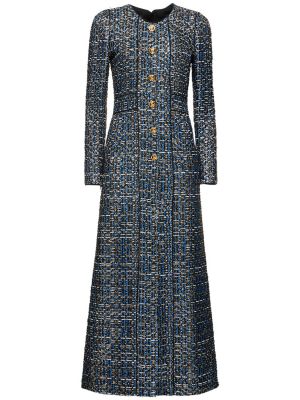 Tweed hosszú ujjú midi ruha Giambattista Valli kék