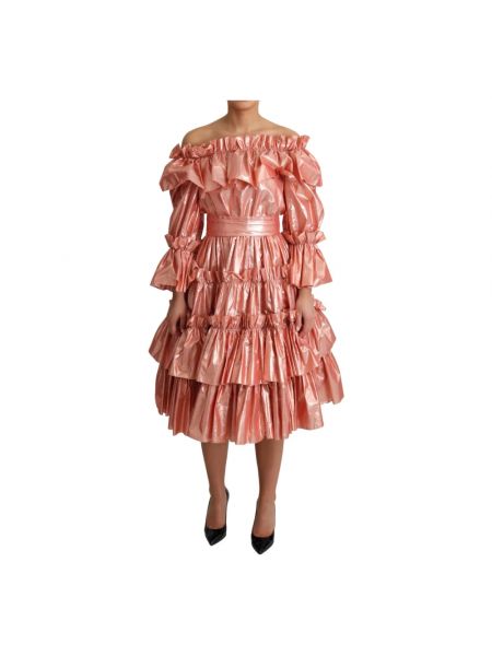 Sukienka midi plisowana Dolce And Gabbana różowa