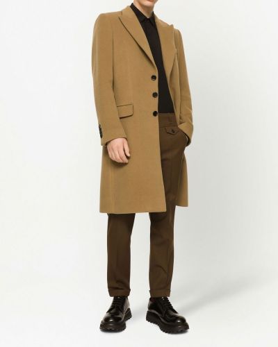 Kašmírový vlněný kabát Dolce & Gabbana hnědý
