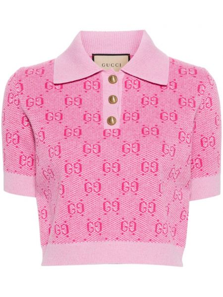 Плетена поло тениска Gucci розово